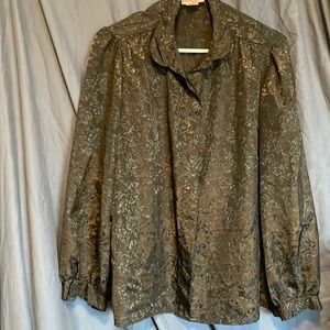 VINTAGE 1960s Laura Mae Metallic Button Down